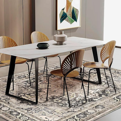 CHAMPLANT Area Rug 5'x7' Black-Purple Khaki Washable Vintage Traditional Floor Cover Thin Retro Kitchen Indoor Distressed Non Slip Carpet for Living Room Bedroom Dining Room