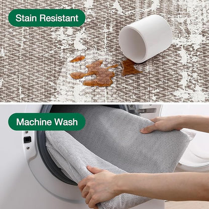 LUMI 5x8 Washable Area Rug for Living Room, Ultra Soft Stain Resistant Carpet with Non Slip Rubber Backing, Non-Shedding Low Pile Rugs for Bedroom, Dining Room, Indoor, Office