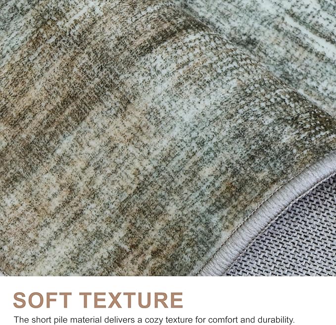 Bavni Rugs for Bedroom, Machine Washable Modern Rug Non-Slip, Foldable Simple 6x9 Area Rugs, Soft Low Pile Carpet for Living Room, Dining Room, Playroom, Granite Gray