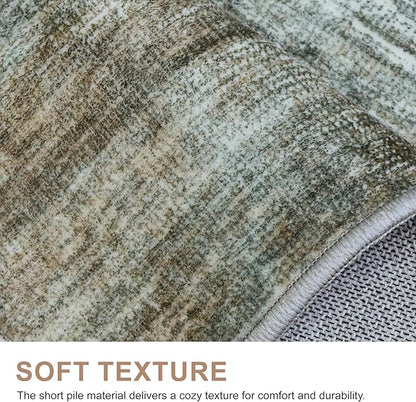 Bavni Area Rugs, Machine Washable Bedroom Rug, Simple 4x6 Rug Non-Slip Rubberback, Modern Soft Foldable Rugs for Bedroom, Laundry, Office, Granite Gray