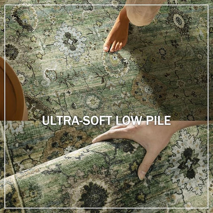 Washable Runners for Hallways Kitchen Rugs: 2'x6' Runner Rug Stain Resistant Non Slip Low Pile Soft Carpet Runners for Hallways Bedroom Kitchen Entryway Indoor Laundry Room Farmhouse