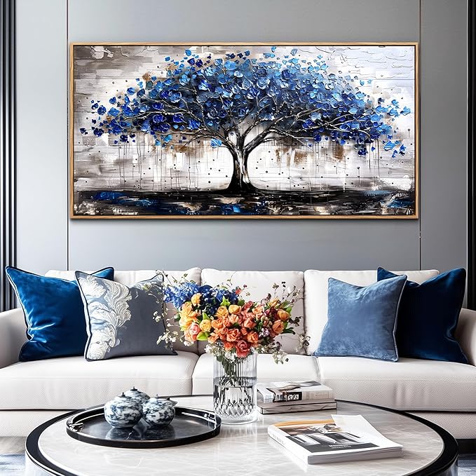 hyidecorart Canvas Wall Art For Office Abstract Wall Decoration For Living Room Bedroom Decor Tree Panoramic Landscape Wall Paintings Wood Framed Prints Textured Pictures Artwork Modern Hotel Decor