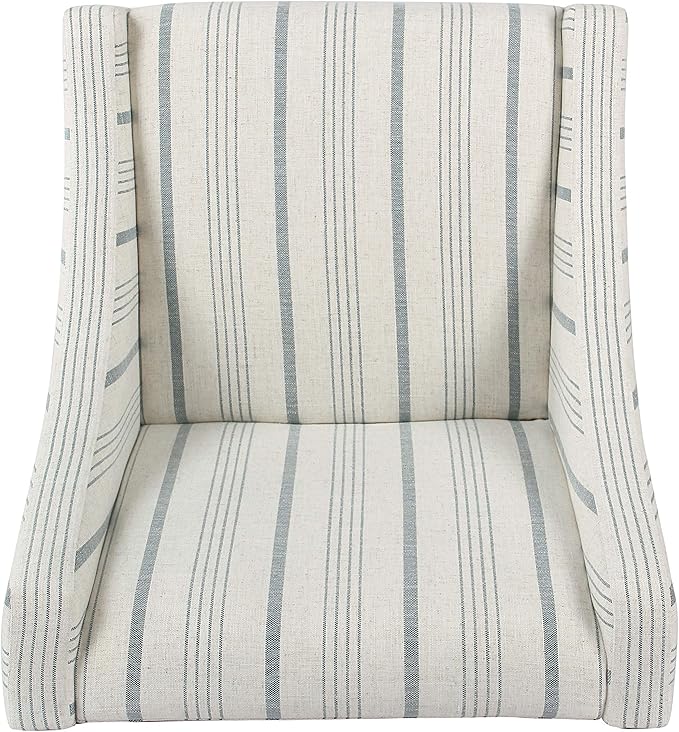 Homepop Home Decor Upholstered Classic Swoop Arm Accent Chair Accent Chairs for Living Room & Bedroom Decorative Home Furniture, Ivory & Gray Stripe