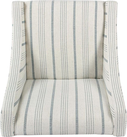 Homepop Home Decor Upholstered Classic Swoop Arm Accent Chair Accent Chairs for Living Room & Bedroom Decorative Home Furniture, Ivory & Gray Stripe