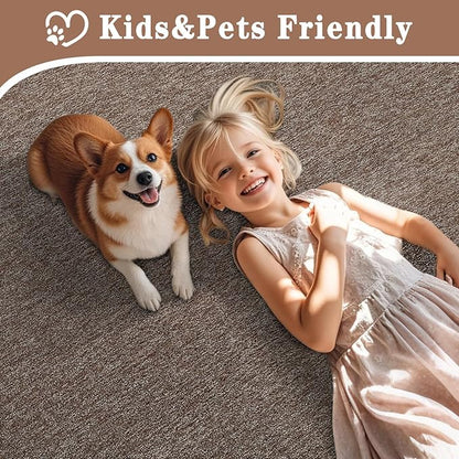 5x7 Area Rugs for Bedroom Living Room, Brown Soft Low-Pile Modern Indoor Thickened Memory Foam Non-Slip Washable Carpets for Kids Dorm Home Decor Rug
