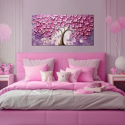 Pink Tree Canvas Wall Art for Bedroom Teenage Girl Room Decor Pink Wall Decor for Office Women 20 x 40 Inch