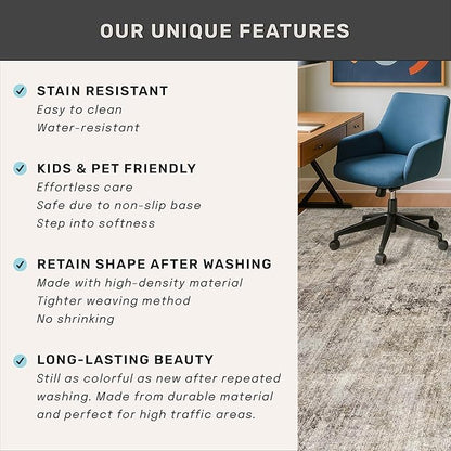Hazo Haus Taupe Brown Big Rugs for Living Room 9x12 - Modern Farmhouse Rustic Large Rug for Dining Room, Bedroom, Washable Foldable Dark Academy Décor