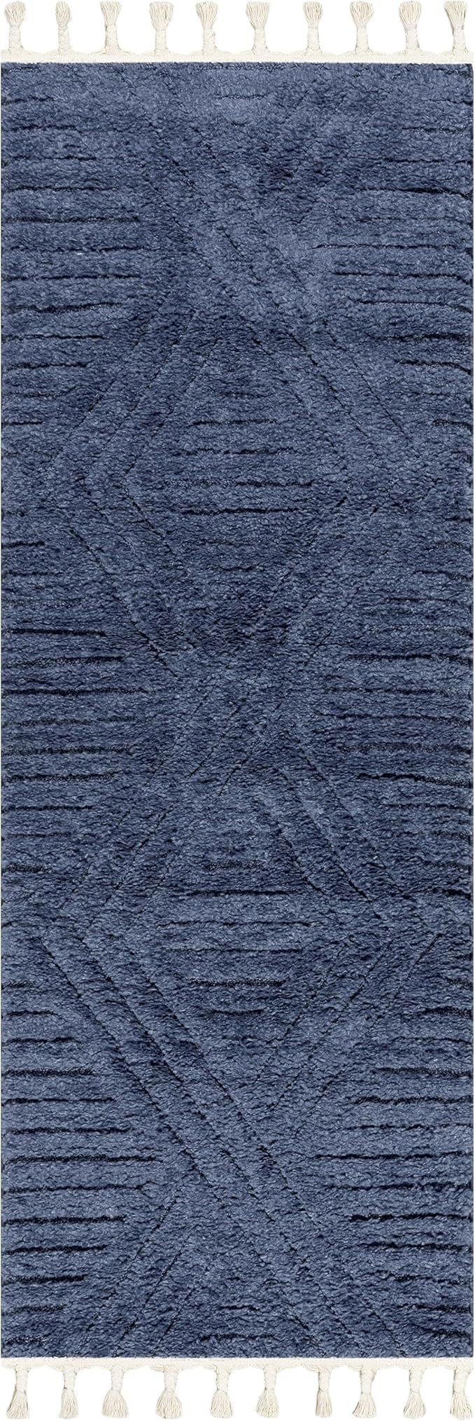 Nuloom Risette Blue, 2'7" x 8', Geometric, Soft and Textured, High Traffic, Stain Resistant, Easy Clean, Durable Runner for Bedroom, Living Room, Dining Space, Den, Foyer, Entryway