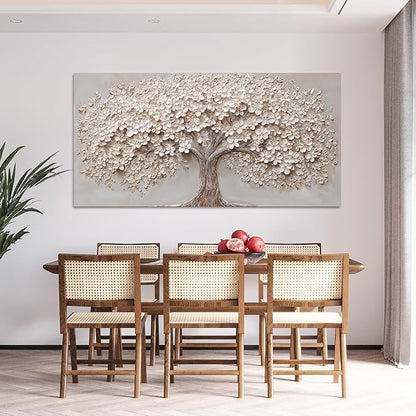Canvas Wall Art Decor Prints Botanical Large Wall Art Pictures for Living Room Canvas Art Wall Decor Oversized Tree of Life Wall Art Decor Modern White Wall Art Prints Artwork for Walls Bedroom Office Decor 39" X 78"