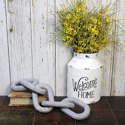 CVHOMEDECO. Rustic Wood Chain Link Decor Farmhouse Hand Carved Wood Link for Home, Wall, Table or Shelf décor Accents (Distressed Grey)
