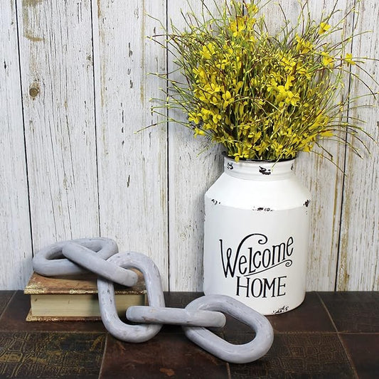 CVHOMEDECO. Rustic Wood Chain Link Decor Farmhouse Hand Carved Wood Link for Home, Wall, Table or Shelf décor Accents (Distressed Grey)