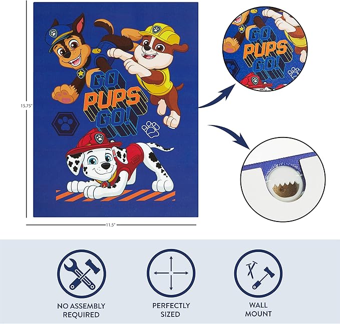 Nickelodeon Canvas Paw Patrol LED Wall Art,Childrens Wall Hanging Décor,11.5"x15.75"