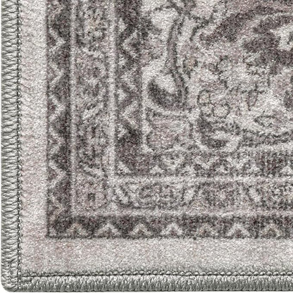 DEXI Area Rugs for Living Room, 8x10 Washable Low Pile Floral Rug for Bedroom, Non Slip Large Indoor Carpet for Dining Office Nursery, Grey