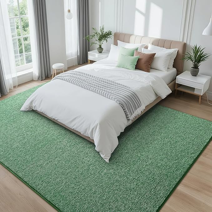 6x9 Area Rugs for Bedroom Living Room, Green White Soft Low-Pile Modern Indoor Thickened Memory Foam Non-Slip Washable Carpets for Kids Dorm Home Decor Rug