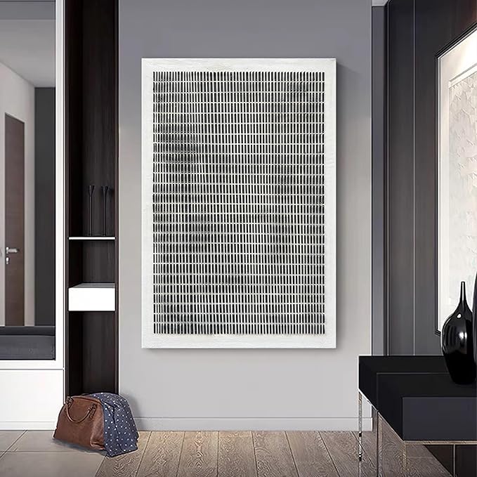 NANKAI Art Hand-painted 45x30 inches white and black thick texture abstract art oil painting Contemporary minimalist art home office corridor wall decoration painting