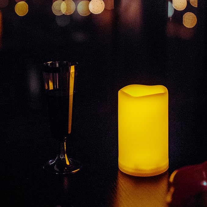 iZAN 3-Pack Battery Operated Flameless LED Candles with Timer Outdoor Waterproof Flickering Timing LED Pillar Candles for Home Wedding Party Festival Décor Long Battery Life 1500+ Hours 3”x5”