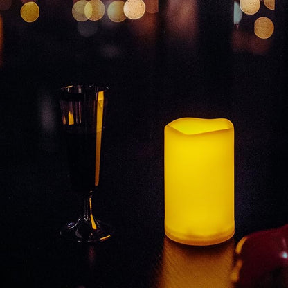 iZAN 3-Pack Battery Operated Flameless LED Candles with Timer Outdoor Waterproof Flickering Timing LED Pillar Candles for Home Wedding Party Festival Décor Long Battery Life 1500+ Hours 3”x5”