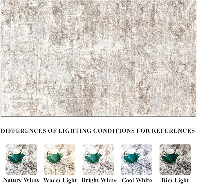 RUUGME 10X14 Abstract Area Rug:Large Washable Living Room Rug Indoor Non Slip Carpet for Bedroom Soft Foldable Stain Resistant Distressed Thin Rug for Dining Room Kitchen 10X14 Brick/Brown/Beige