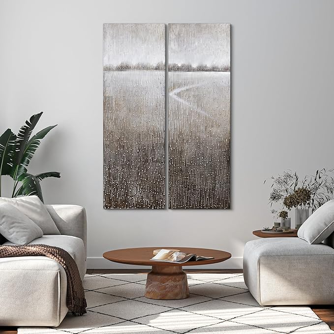 Empire Art Direct Abstract Wall Art Textured Hand Painted Canvas by Martin Edwards, Diptych, 60" x 20" each, Listlessness