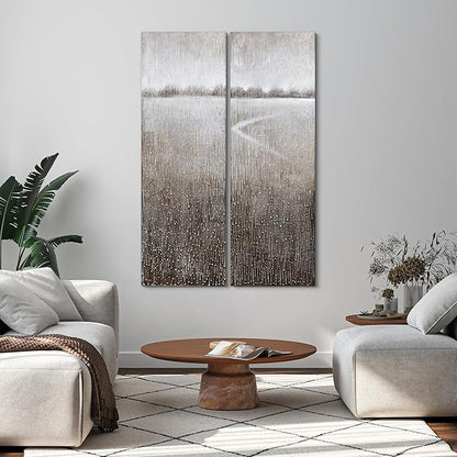 Empire Art Direct Abstract Wall Art Textured Hand Painted Canvas by Martin Edwards, Diptych, 60" x 20" each, Listlessness