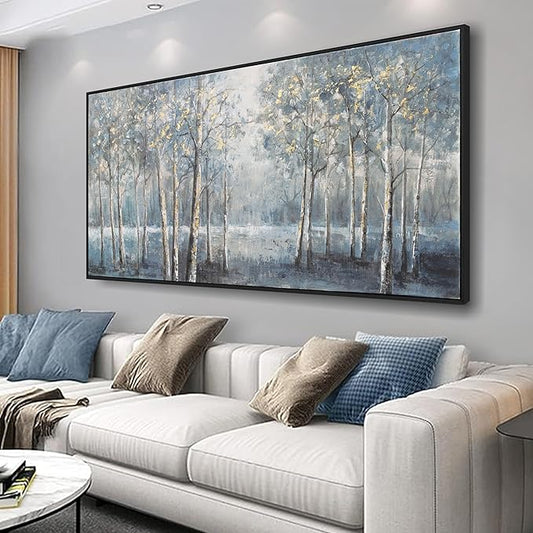 Wall Art Decor Large Maximalist Home Decor Wall Art Canvas Prints Framed Pictures Dark color system Forest Landscape Paintings for Room Wall Bedroom Office Decor 29"×58"