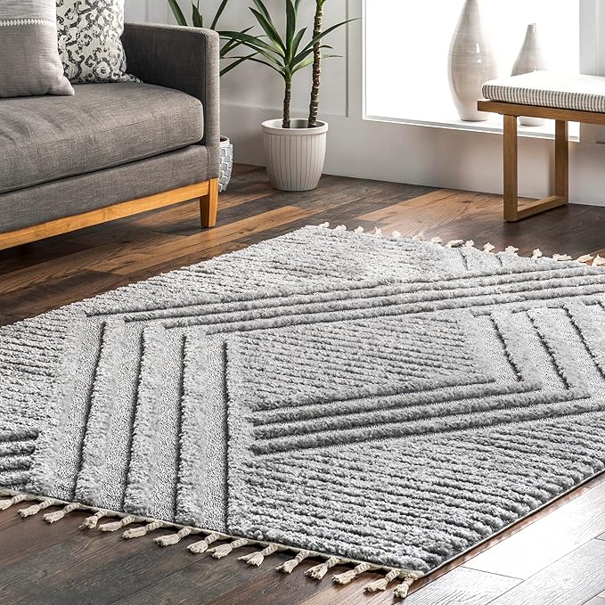 Nuloom Risette Light Grey, 8'10" x 12', Geometric, Soft and Textured, High Traffic, Stain Resistant, Easy Clean, Durable Area Rug for Bedroom, Living Room, Dining Space, Den, Foyer, Entryway