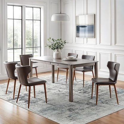 Soalmost 6x9 Abstract Area Rugs for Living Room 6 x 9 Washable Non Slip Low Pile Gray Rugs for Bedroom Dining Room Foldable Thin Gray Blue
