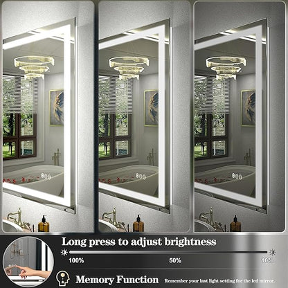 55x40 inch Large LED Mirror for Bathroom, Lighted Vanity Mirror for Wall, Dimmable, Anti-Fog, Shatter-Proof, ETL Listed (Front Lights + Backlit)