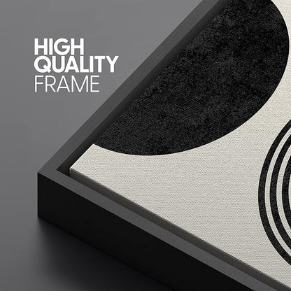 SIGNLEADER Framed Canvas Print Wall Art Spiral Parabolas & Solid Semi Circle Geometric Shapes Drawings Modern Art Contemporary Edgy Black and White for Living Room, Bedroom, Office - 24"x36"x3 BLACK