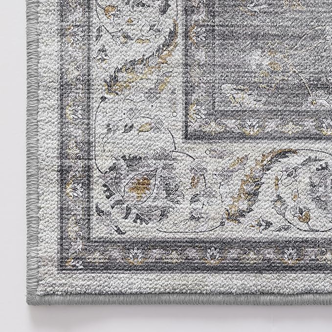 LUMI 5x8 Washable Area Rug for Living Room, Ultra Soft Traditional Vintage Rugs Non Slip with Rubber Backing, Low Profile, High Traffic, Stain Resistant Carpets, Ideal for Bedroom, Dining Room