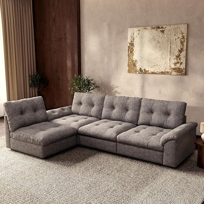 Oversized Modular Sectional Sofa with Storage, Modern Deep Seat Cloud Couch for Living Room, L-Shaped Large Sectional Couch, 4 Seater, Gray