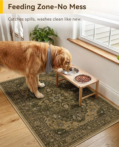 RELEANY Area Rugs 2'x3' Kitchen Rugs Entry Rug Small Rugs for Entryway Kitchen Bathroom Door Mat Indoor Entrance,Washable Non Slip, Brown Dark Brown