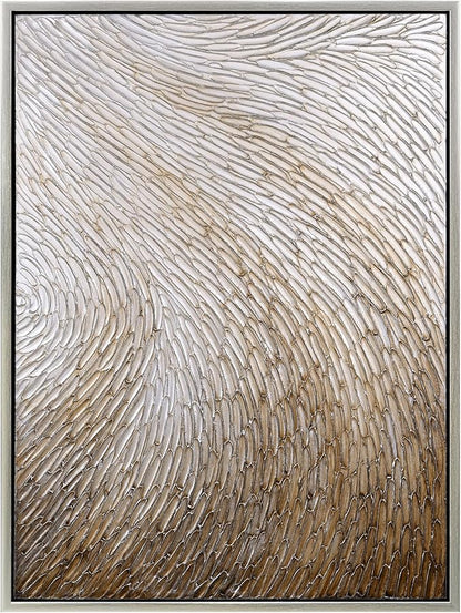 Empire Art Direct Gold Waves II Textured Metallic Hand Painted Framed Canvas Wall Art, Ready to Hang, Living Room, Bedroom & Office, 30"x40"x1.5"