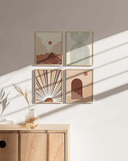HAUS AND HUES Beige Oak Wood 8x10 Picture Frame - Modern Wood Wall Art Display - Lightweight 8x10 Frame for Art Prints, Photos, Posters - Ready-to-Hang Vertically & Horizontally (Set of 4)