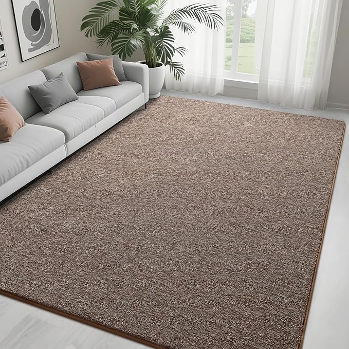 7x10 Area Rugs for Bedroom Living Room, Brown Soft Low-Pile Modern Indoor Thickened Memory Foam Non-Slip Washable Carpets for Kids Dorm Home Decor Rug