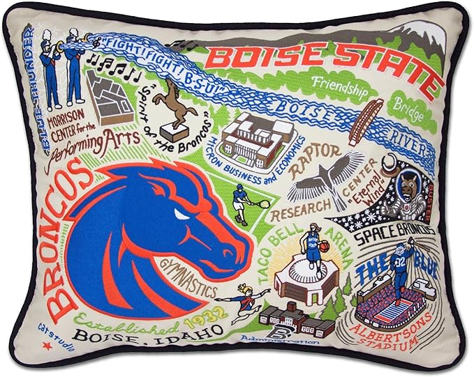 Catstudio Boise State University Collegiate Embroidered Decorative Throw Pillow