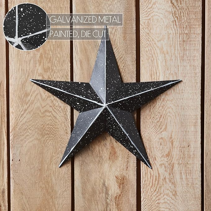 VHC Brands Patriotic Faceted Metal Star Wall Hanging, 12x12, Distressed Appearance, Charcoal Black, Independence Day Decor