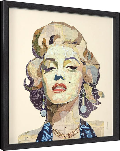 Empire Art Direct Dimensional Collage Framed Graphic Paper Under Glass Wall Art by Alex Zeng Ready to Hang, 25" x 25", Homage to Marilyn