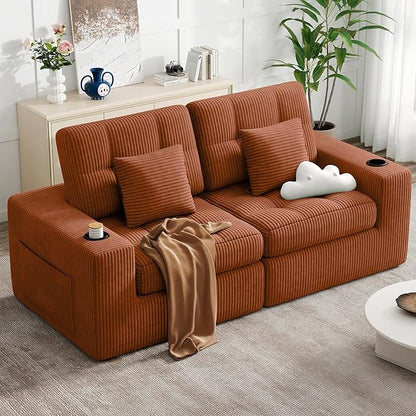 80" Boneless Loveseat Sofa in a Box,No Assembly Required Comfy Deep Seat Cloud Couch,Modern Small Couches for Living Room, Bedroom,Apartment,Caramel 1 PCS