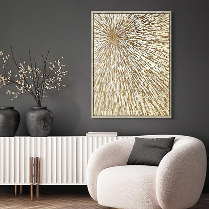 Empire Art Direct Radiant Burst Metallic Hand Painted Framed Canvas Wall Art with Gold Foil, Ready to Hang, Living Room, Bedroom & Office, 30"x40"x1.5"