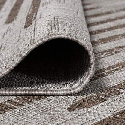JONATHAN Y Stripe Geometric Indoor Outdoor Area Rug 6X9 Beige/Brown, Zolak Berber for Backyard, Patio, Porch, Easy-Cleaning, High Traffic, Pet-Friendly, Non-Shedding (SMB124A-6)