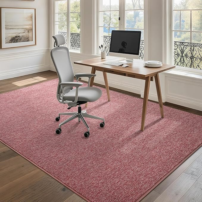 7x10 Area Rugs for Bedroom Living Room, Dark Red Soft Low-Pile Modern Indoor Thickened Memory Foam Non-Slip Washable Carpets for Kids Dorm Home Decor Rug