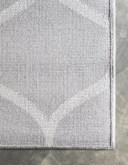Unique Loom Trellis Frieze Collection Area Rug - Rounded (4' Square, Light Gray/ Ivory)