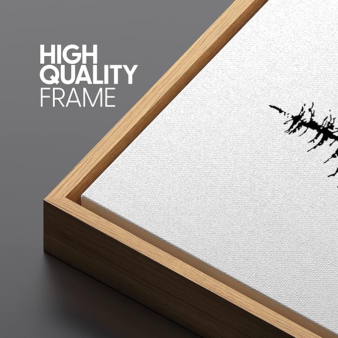 SIGNLEADER Framed Canvas Print Wall Art Three Pine Tree Portraits Nature Flower Drawings Modern Art Zen Scenic Relax/Calm Black and White for Living Room, Bedroom, Office - 16"x24"x3 NATURAL