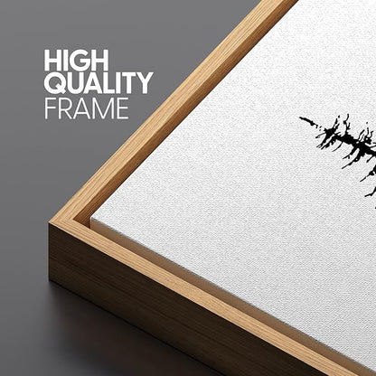 SIGNLEADER Framed Canvas Print Wall Art Three Pine Tree Portraits Nature Flower Drawings Modern Art Zen Scenic Relax/Calm Black and White for Living Room, Bedroom, Office - 16"x24"x3 NATURAL