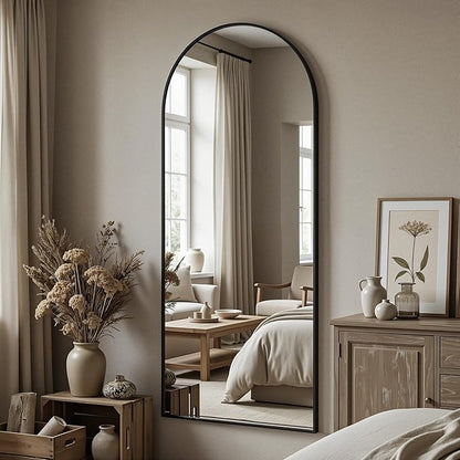 Antok Full Length Over-the-Door Hanging Mirror - Freestanding Wall Mount Leaning Body Mirror for Bedroom Living Room Entryway, 58" L x 21" W, Black