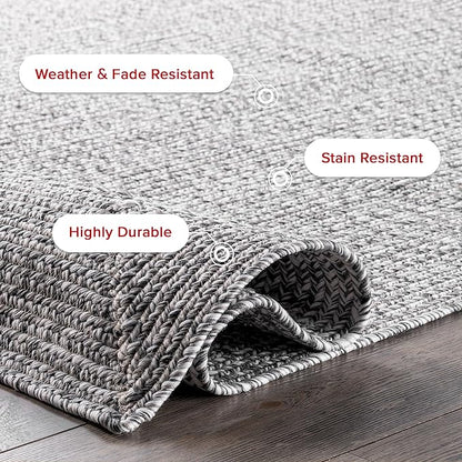 nuLOOM 5' x 8' Solid Hand Braided Indoor/Outdoor Area Rug, Pet-Friendly, High Traffic, Weather Resistant, for Patio, Balcony, Bedroom, Living Room, Dining Room, Wynn Salt And Pepper