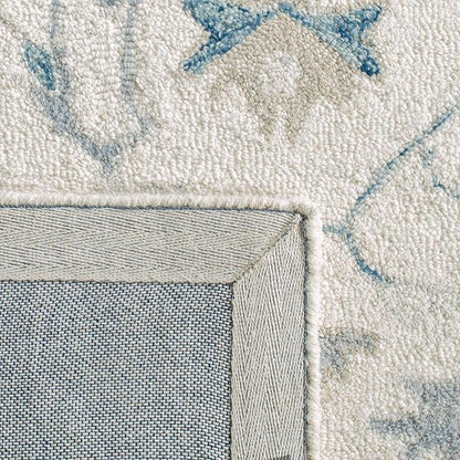 SAFAVIEH Micro-Loop Collection 2'3" x 8' IvoryNavy MLP503L Handmade Shabby Chic Medallion Premium Wool Entryway Foyer Living Room Kitchen Runner Rug