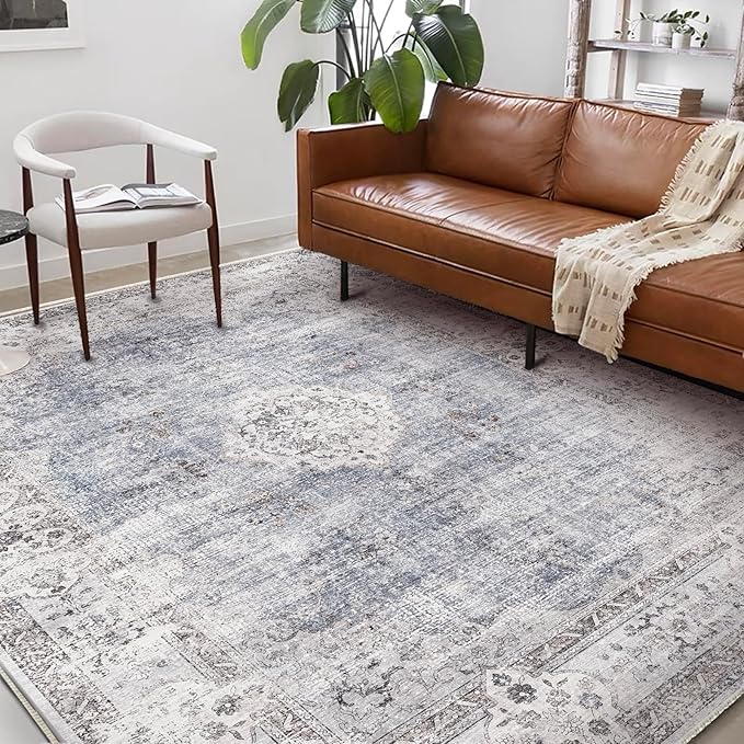 CHAMPLANT Washable Area Rug 10'x14' Boho Design Non-Shedding Easy Care Ideal for High Traffic Areas in Living Room Bedroom Office Coffee Table Kitchen Large Carpet