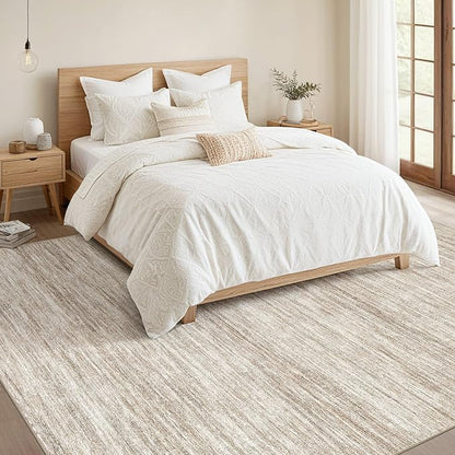 Nakagishi 10x14 Area Rugs Living Room: Washable Large Vintage Rug Neutral Non-Slip Soft Stain Resistant Indoor Carpet for Bedroom Nursery Dining Room Office Playroom - Brown-01